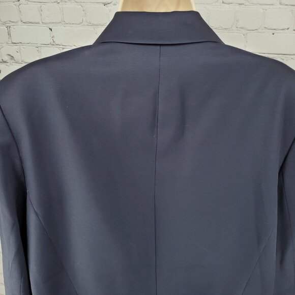 Talbots Blue Italian Wool Stretch 3 Button Peak Blazer USA Made Size 14 - Picture 11 of 16